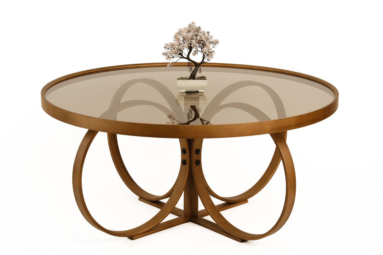 Masuta de cafea, Hanah Home, Tokyo, 100x47x100 cm, 100% SOLID BEECH WOOD, Maro - imagine 5